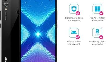 Honor 8X 128GB Smartphone BUNDLE (16,5 cm (6,5 Zoll) FHD+ Display, Dual-Kamera, Dual-SIM, Fingerabdrucksensor, Android 8.1) mit gratis PU Flip Protective Cover(blau), Schwarz